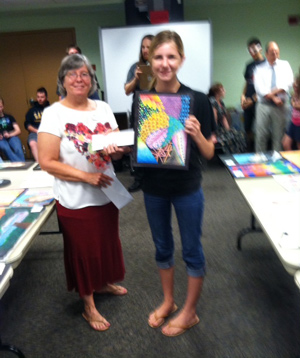 Photos submitted by Patricia Serio (L-R)  Woman’s Club member Pamela Jim and Teen Art Contest Winner Rebecca Urbonas