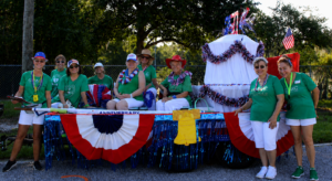 Club Members Surround our 4th of July Float