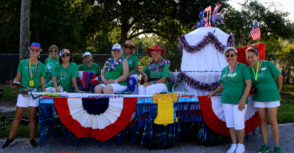 Club Members Surround our 4th of July Float
