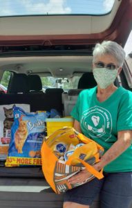 Member/Chair Sandi Marrow delivers the goods for animal shelter