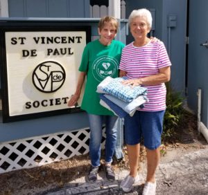 Member Darryln Caudill with St. Vincent Pantry Director