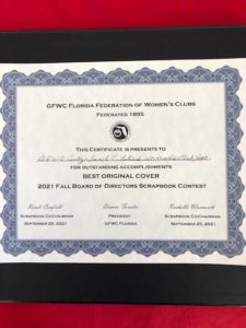 2021 Fall Board Winning Scrapbook Certificate