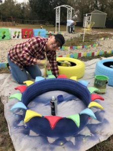 Painting Tires for the Garden