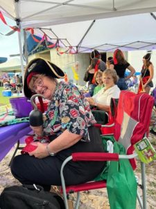 Club member pirates (l-r) Jan King, Barbara Booth & Faith Sincich (rear)