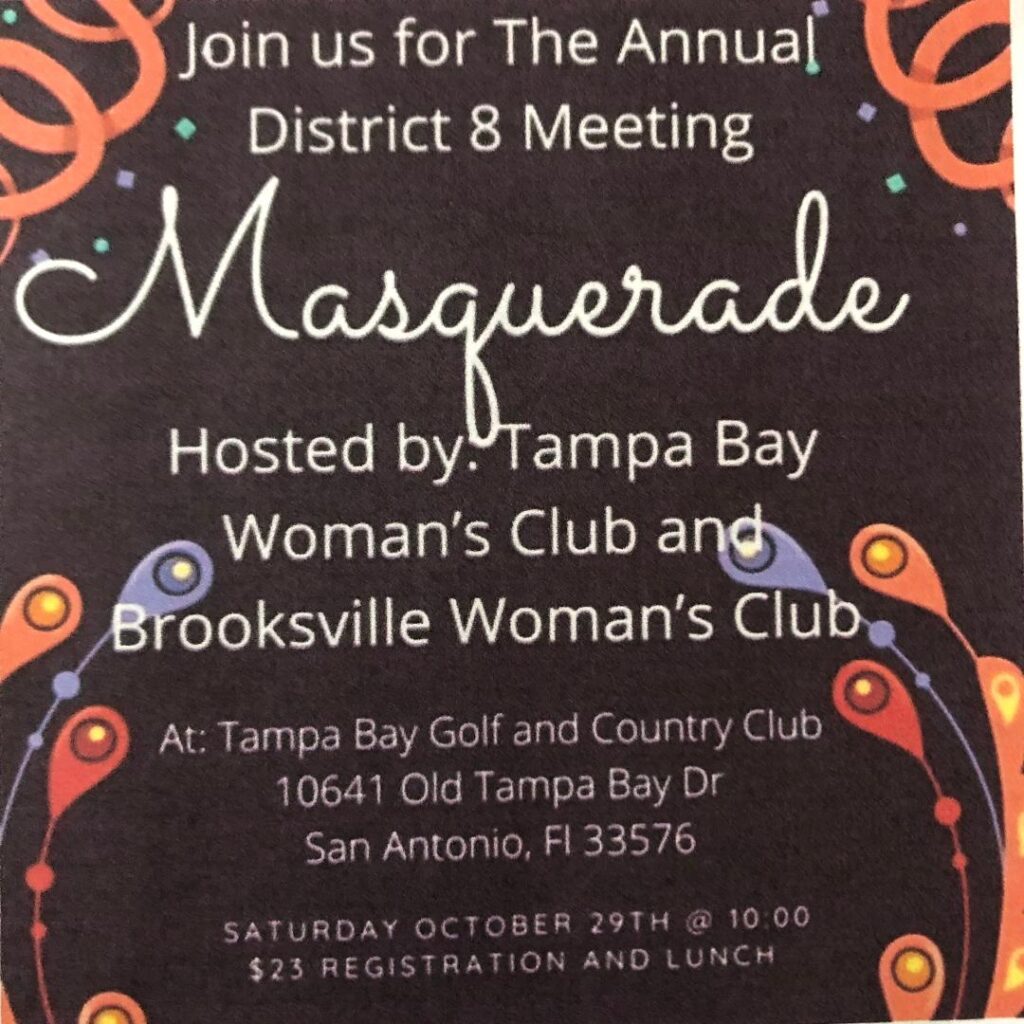 GFWC District 8 Meeting "Masquerade" @ Tampa Bay Golf and Country Club