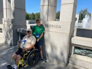 Guardian and Vet at WWII Monument