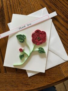  A handmade card made by ‘quilling’ paper