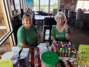 Members selling bingo cards and daubers.