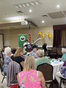Club President, Linda Mitchell, welcoming everyone to the luncheon.